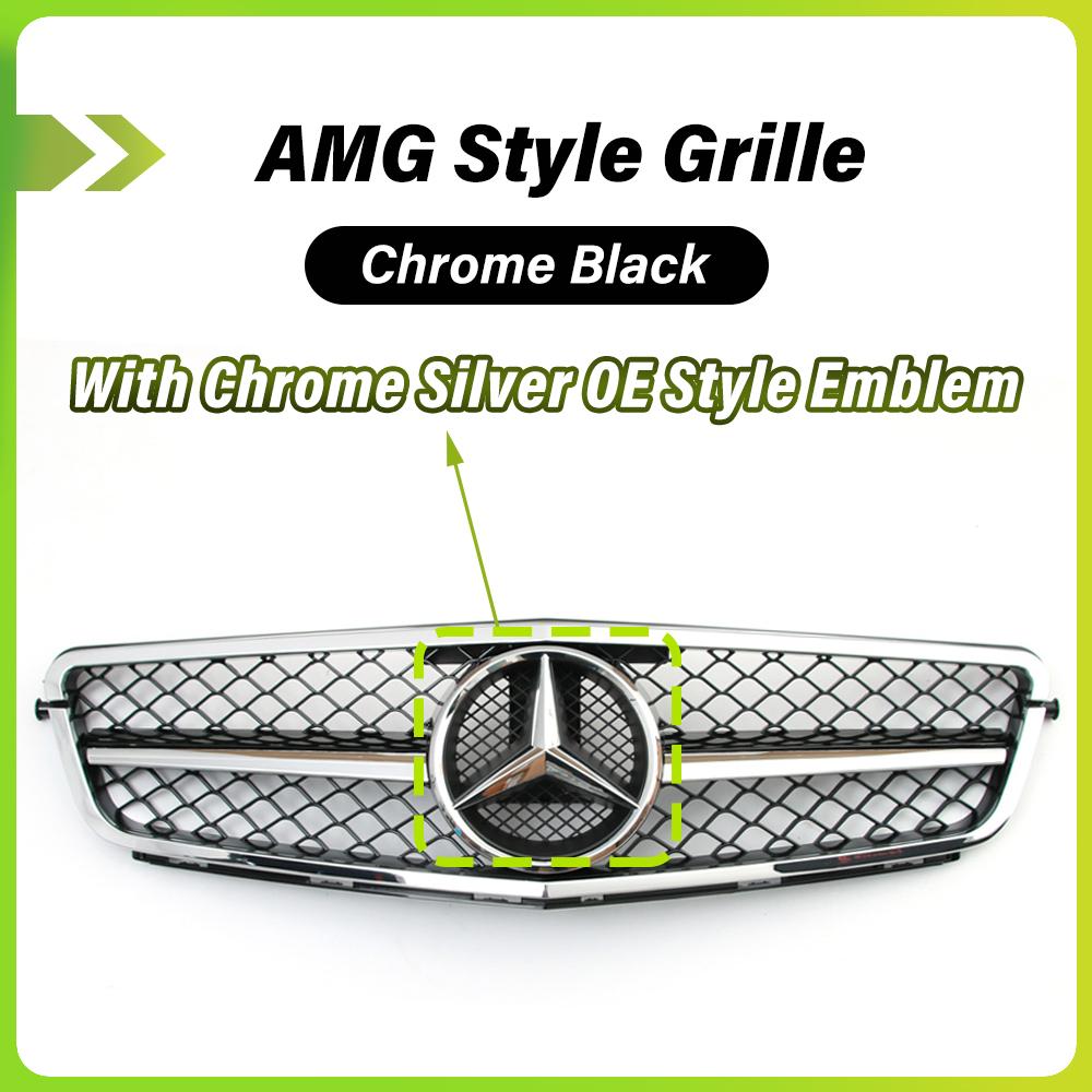 

Chrome Black AMG Style Racing Grille With OE Style Emblem Logo For Mercedes Benz C-Class W204 2008-2014 C180 C200 C250 C300 C350