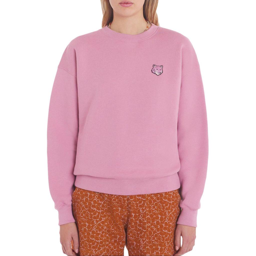 Maison Kitsune SS24 Fox Head Patch Crewneck Long Sleeve Sweatshirt Women Sweatshirt Rose-Pink MW00315KM0307-P625