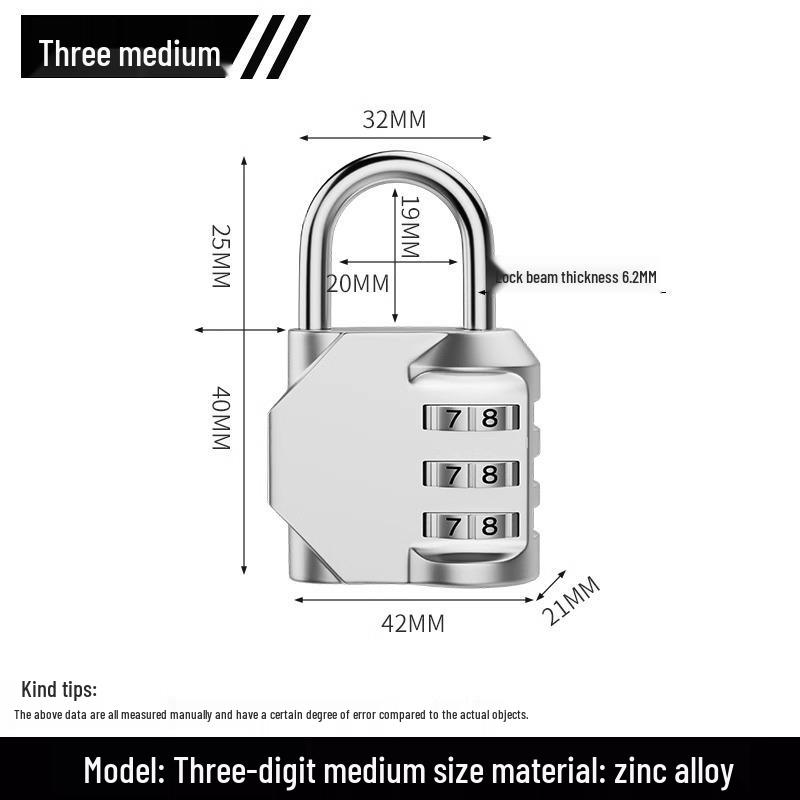 Waterproof Rustproof Anti-theft Padlock for Suitcases, Lockers, Schoolbags, Bike Frames, Helmets, and Gym.