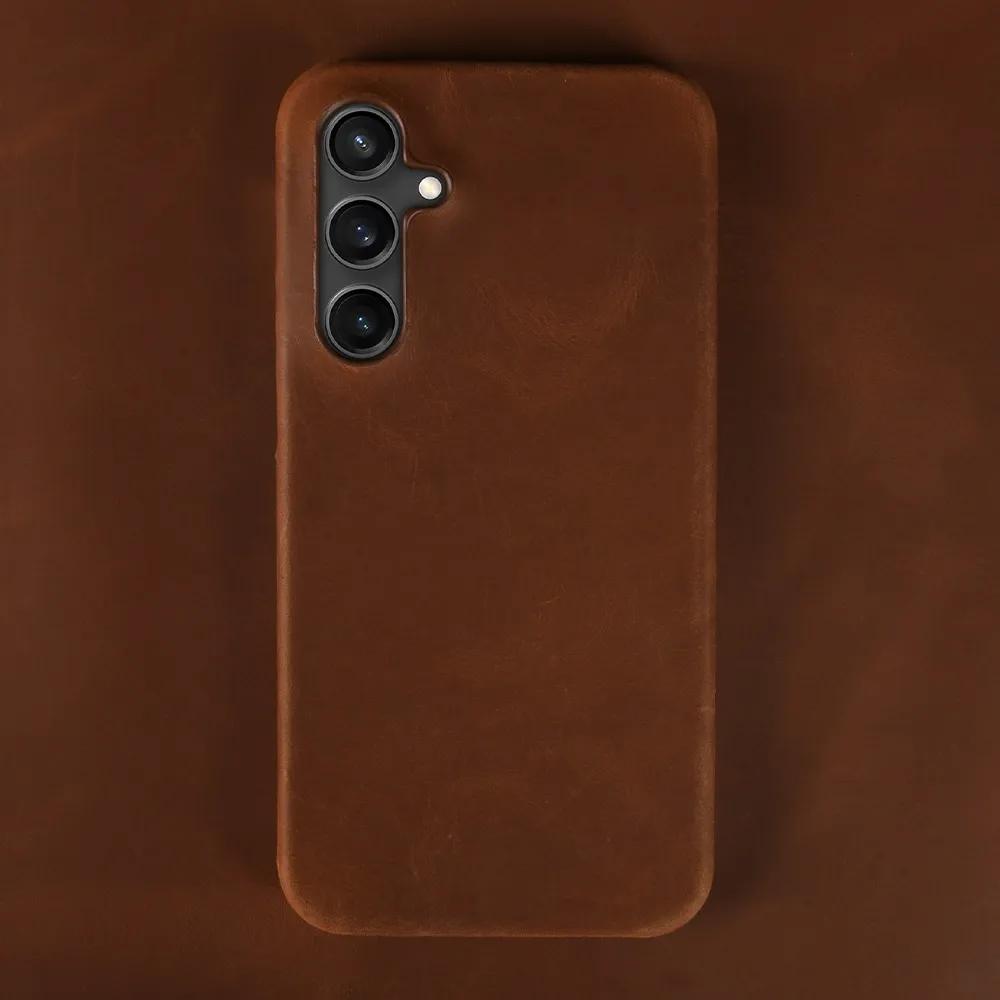 Per SAMSUNG S23 FE CUSTODIA Texture Pelle Vera Cavallo Pazzo S24 S20Ultra S22 S21FE Copri Telefono Capa Guscio Protettivo Retro