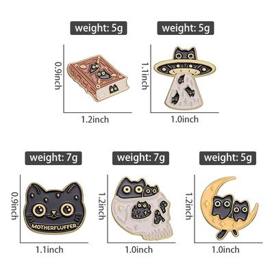 Süße Katzen Emaille Anstecknadeln Individuelle MOTHERFLUFFER Alien Katzen Broschen Anstecknadeln Cartoon Tier Schmuck Geschenk für Kinder Freunde
