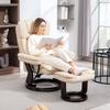 Recliner Chair with Footstool, Adjustable Chair, Faux Leather Cover, Upholstered Chair with Foldable Backrest, Cream White