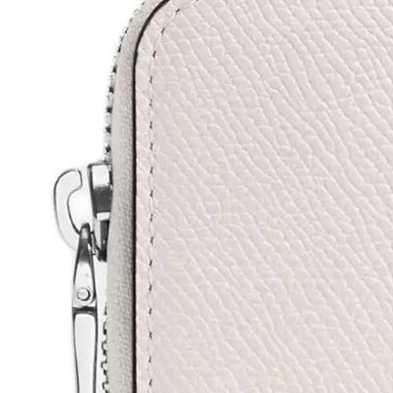 COACH Zip Around 11 Wrap-around zipper closure Cross-grain leather card holder regular women's white