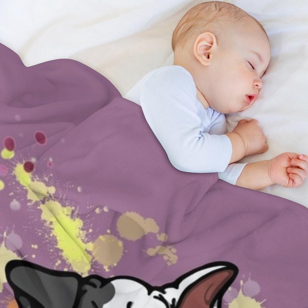 Black Ear Bull Terrier Puppy Throw Blanket Cute Designers Loose halloween Blankets