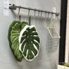 Žalias lapas rankšluostis minkštas sugeriantis Alocasia lapo rankšluostis Monstera lapo rankšluostis su kilpa pakabinimui namų vonios kambariui virtuvei