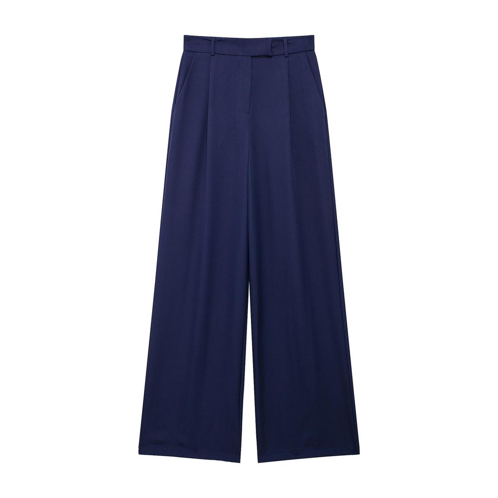Women's High-Waisted Pleated Wide-Leg Pants - European & American Style