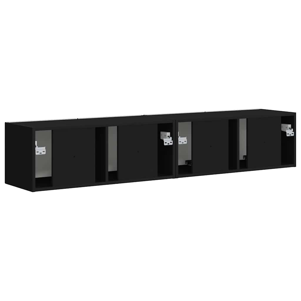 TV Wall Cabinet 2 pcs Black 78.5 x 31 x 29.5 cm Engineered Wood