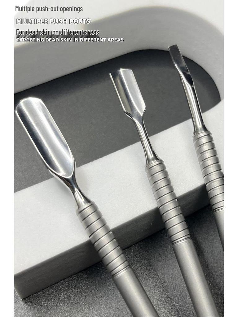 Stainless Steel Pre-Cuticle Pusher & Scissors Set for Russian Manicure