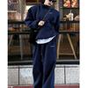 European Style Women's Thickened Stand-up Collar Sweatshirt Set - Fashionable Autumn/Winter Pure Cotton Casual Sportswear Two-Piece