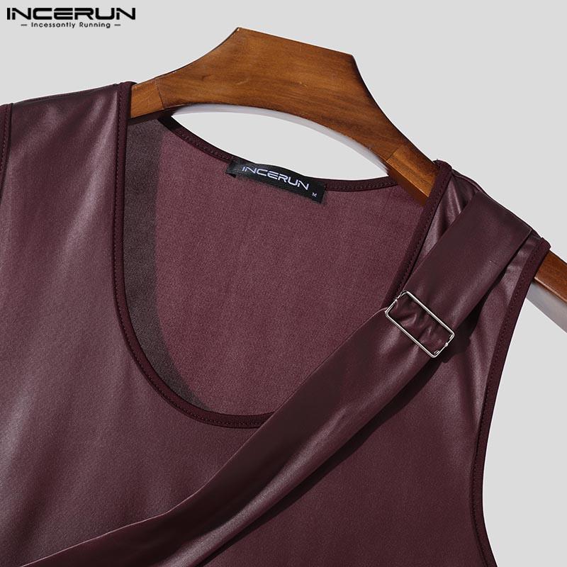 INCERUN Männer Glatte Ärmellose Patchwork Mesh Sheer Oversleeve Casual Tank Tops
