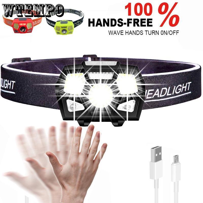 Inductive Headlight 4LED USB Charging Strong Light Led Waterproof Infrared Headlight Fishing Lamp