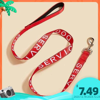 2.5*120cm Service Dog Leash with Neoprene Handle, Animal Support, Embroidery Letter, Reflective Dog Lead