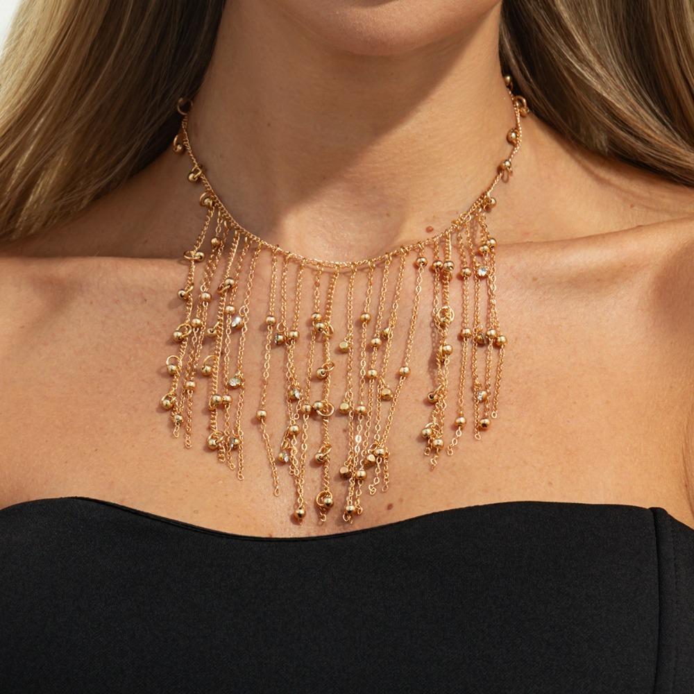Light Luxury Tassel Chain – Sparkling Diamond Detail, Elegant Necklace for Party or Daily Wear, Timeless Feminine Style