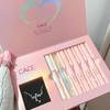CACE Pink Party Lip Set: 6-Piece Transparent Gloss, Matte Lip Mud, Moisturizing Lip Milk & Necklace Gift