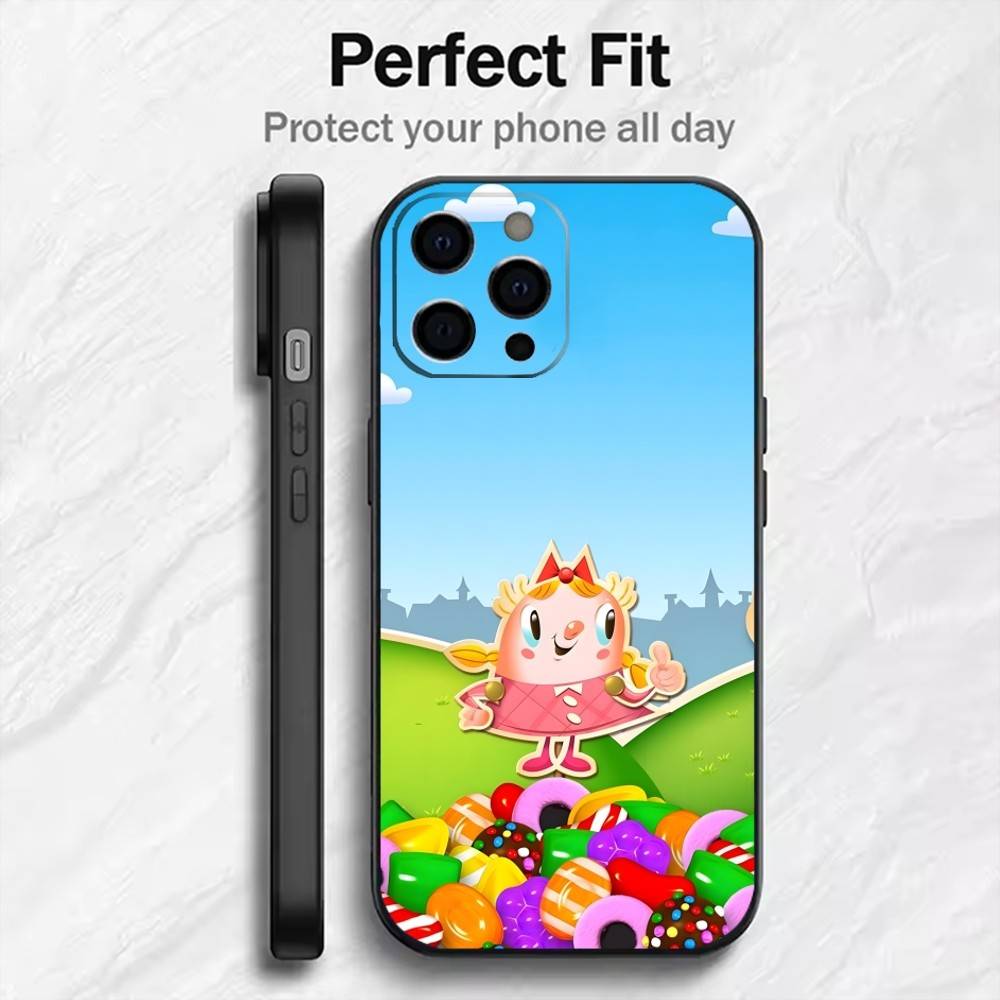 CCS Game C-Candy C-Crush Parinting Phone Case For iPhone17,16,15,14,13,12 Plus,Max Soft Silicone Black Cover