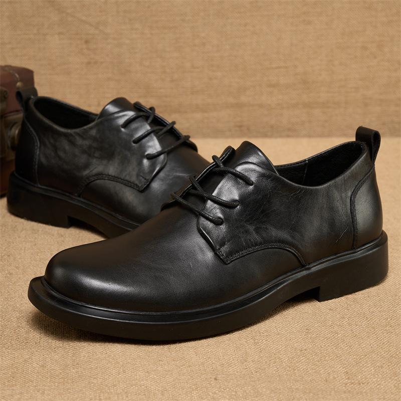 British Style Men's Leather Shoes Summer Business Casual Formal Shoes Breathable Soft Soled Strap Leather Shoes Top Layer Cowhide Leather Shoes