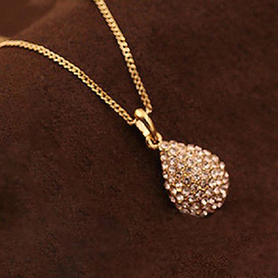 Necklace Shiny Adjustable Women Waterdrop Shape Rhinestone Pendant Chain for Travel Party