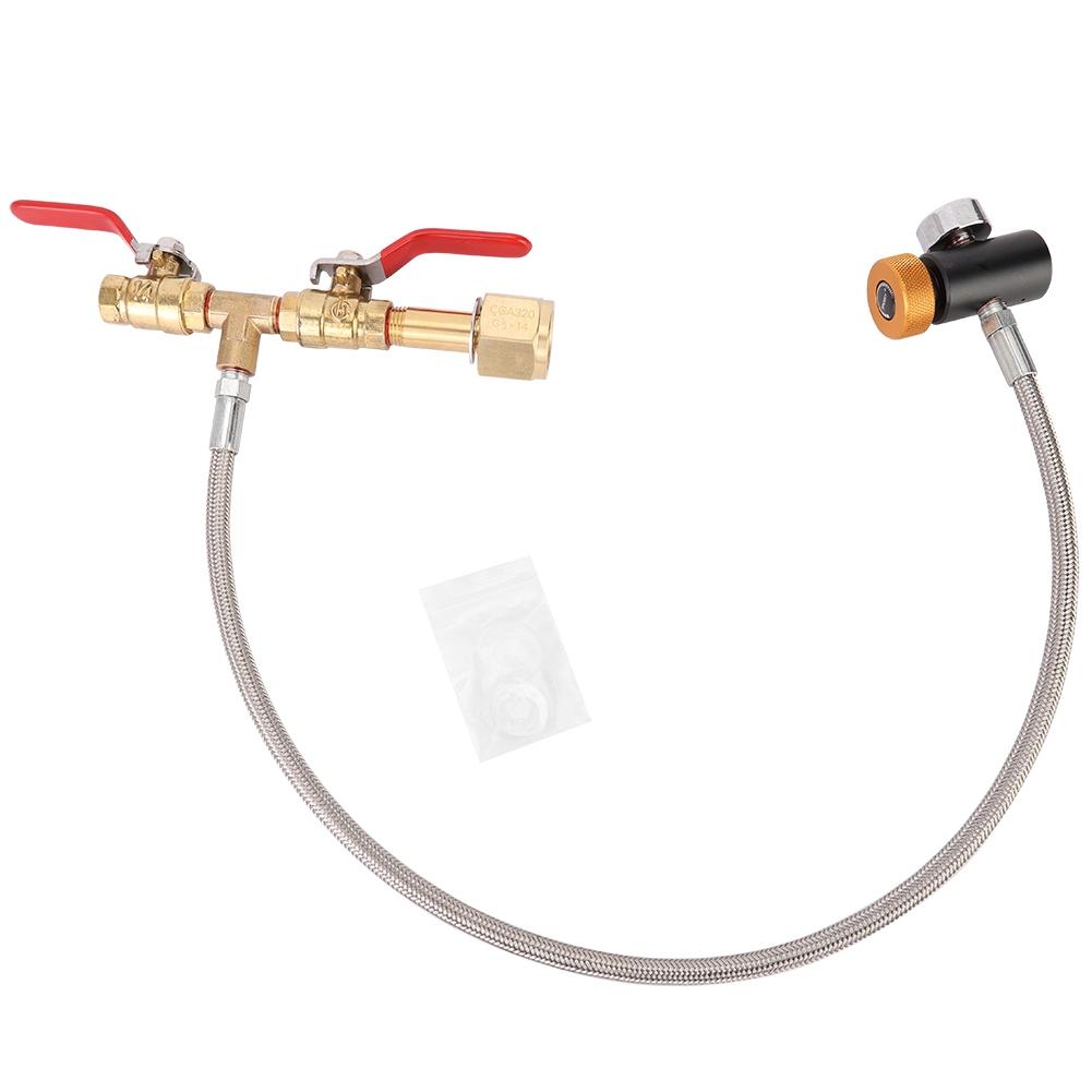 

CGA320 Connector CO2 Filling Adapter with 24in Hose Dual Vale Gauge for Sodastream (G1/2)