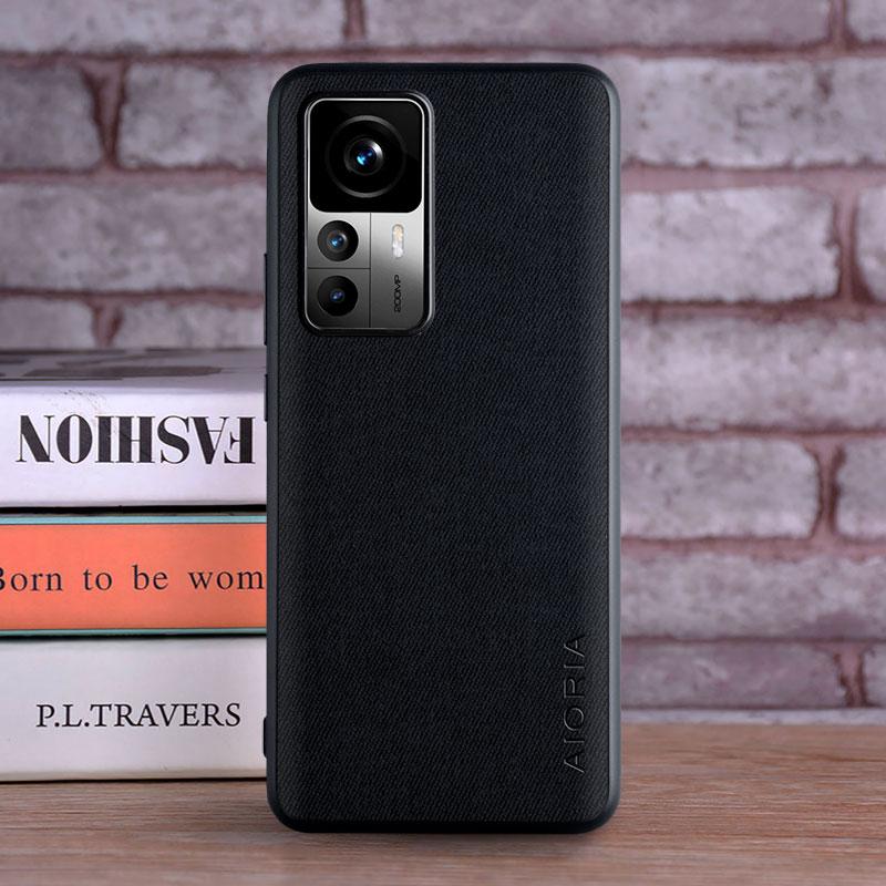 

Luxury Textile Leather Case for Xiaomi 12T mi 12T Pro Soft TPU with Hard PC 3in1 material protection cover mi 12T Pro чорний