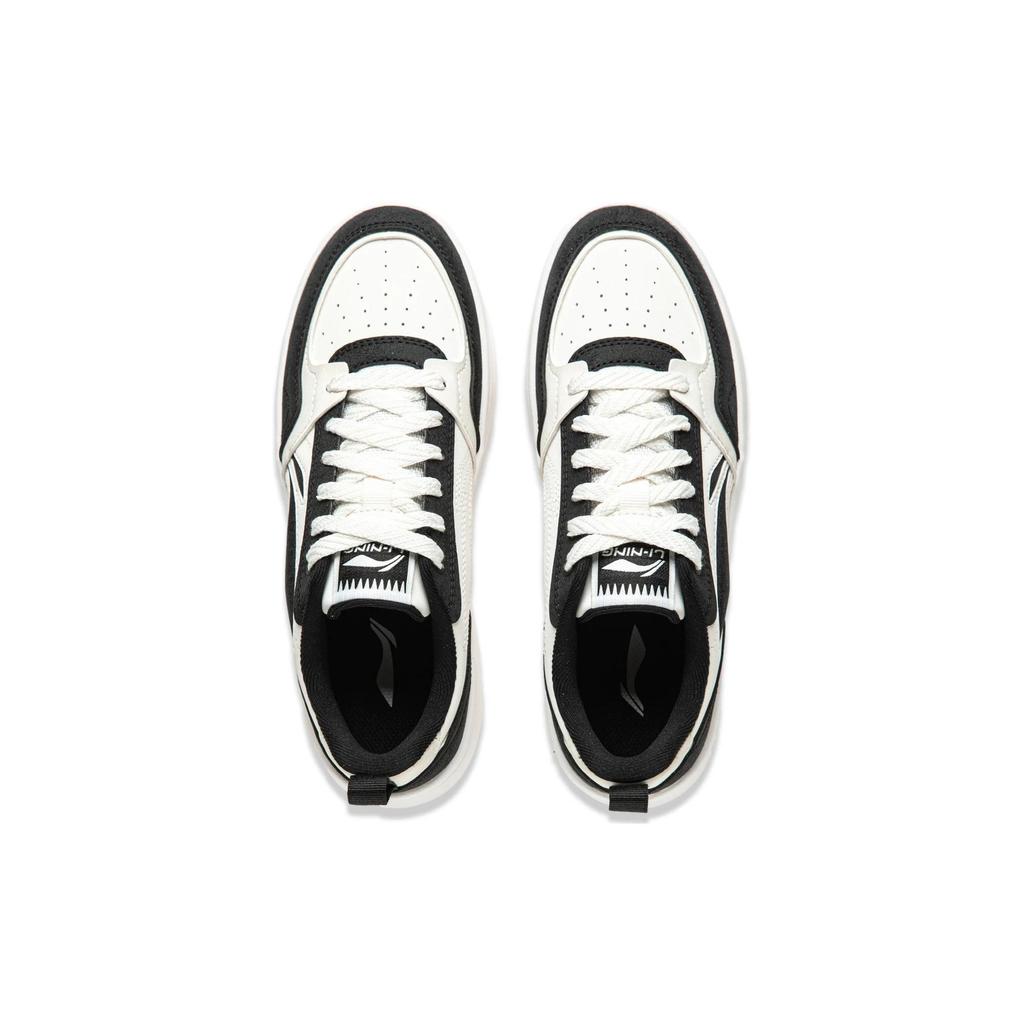 Li Ning Sycee V2 Rutschfeste, dämpfende und abriebfeste Low-Top-Skateboardschuhe für Damen, Schwarz/Weiß, AGCU248-5