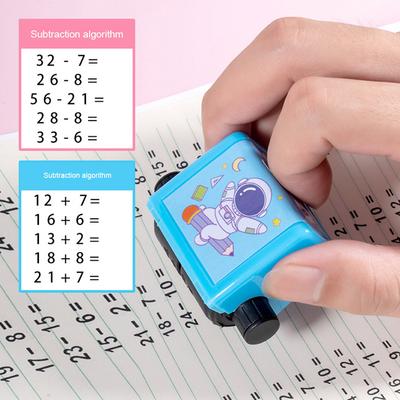 4pcs/set Math Roller Stamp for Addition Subtraction Multiplication Division Rolling Number Practice Stamp Digital Teaching Stamp