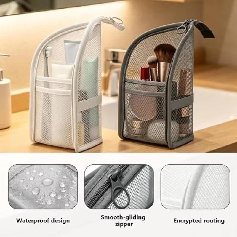 1/2/4Pcs Portable Eva Travel Foldable Toothbrush Cosmetic Organizer Standing Mesh Toiletry Bag Women Bathroom Storage Pouch