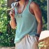 2023 Men Summer Tank Top Knitted Solid Color Sleeveless Vest Tops Gym Fitness Workout Clothes Fashion Crew Neck T Shirt Undershirts