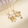 QIKU Women Gold Cloud Raindrop Pendant Necklace Mother of Pearl CZ Inlay Dainty Chain Jewelry for Daily Wear and Gift