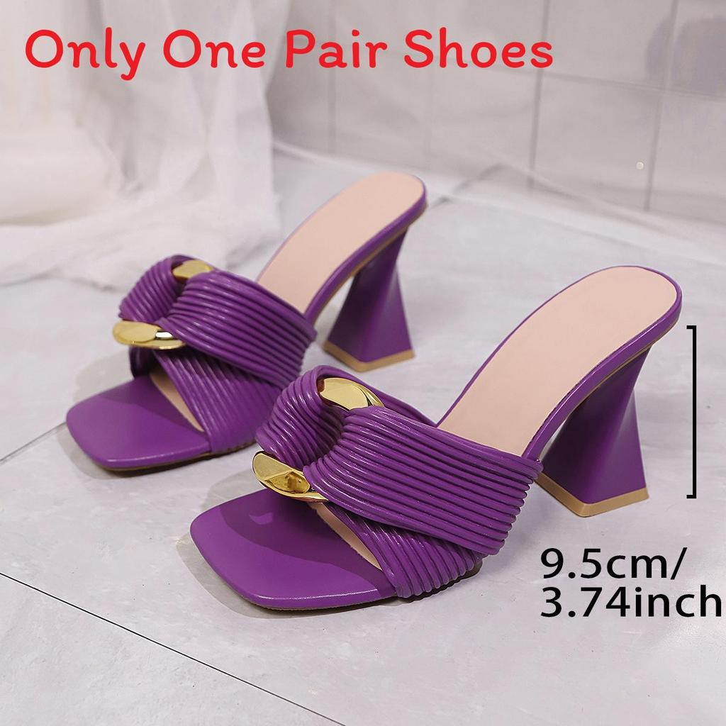Style Square Toe High Heels With Metal Buckle For Summer Fashion Women