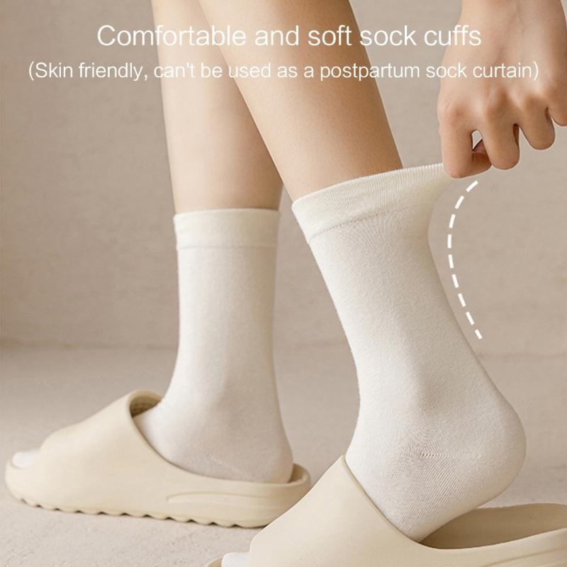 Women Girls Summer Spring Casual Cotton Slouch Crew Socks Japanese Style Solid Color Ice Silk Cooling Middle Tube Socks