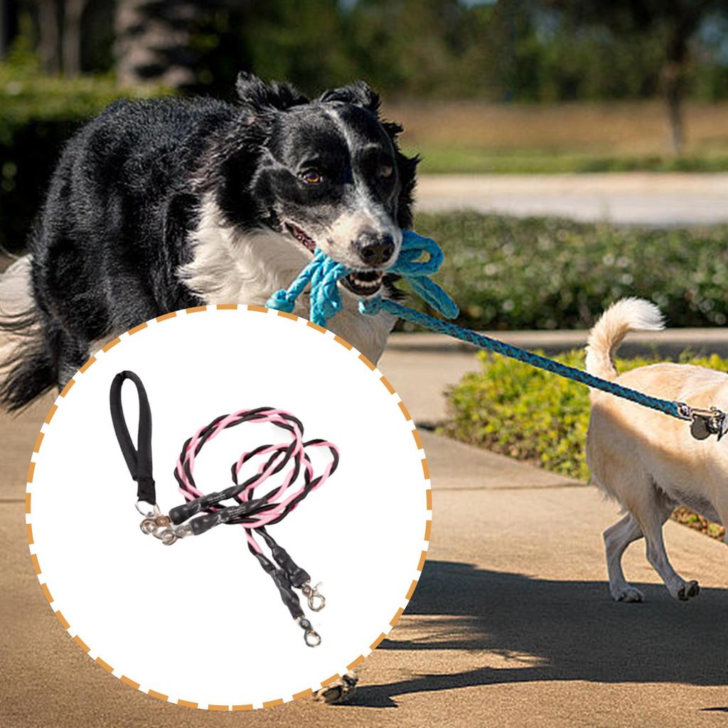 Double Dog Rope Padded Handle Heavy Duty Cable Walking Double Cable For Two Puppy For Small Medium Large Breed Puppy Walking
