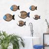 6 Pcs Wooden Fish Wall Decor Nautical Coastal Wood Wall Art Rustic Beach Ocean Fish Lake House Hanging Ornament for Bathroom Bedroom