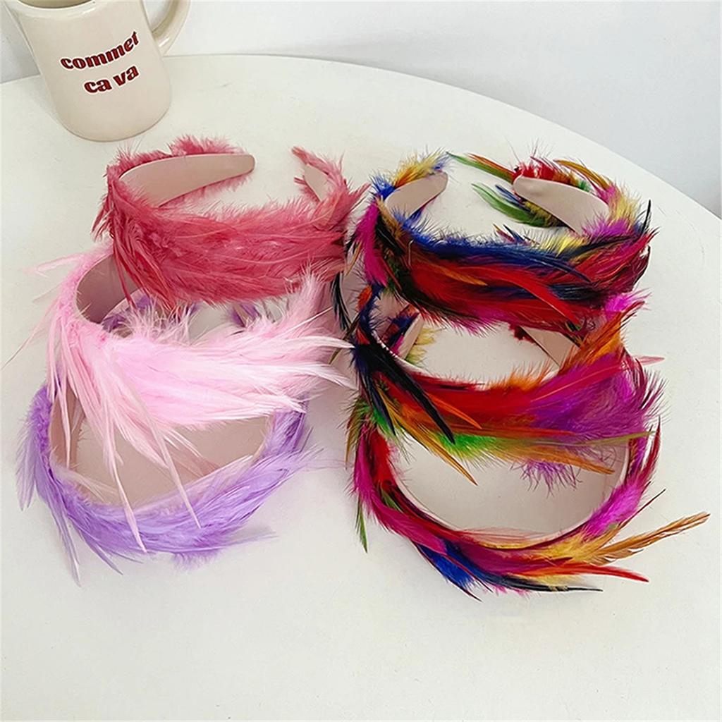 Tea Party Feather Fascinator Headband for Party Wedding Colorful Feather Fascinator Hair Hoop Cosplay Party Headdress