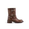 Fashion New Rivet Belt Buckle Black Brown Knee High Boots Autumn Winter Roundhead Punk Style Chelsea Women's Motorcycle Boots Size 36-43