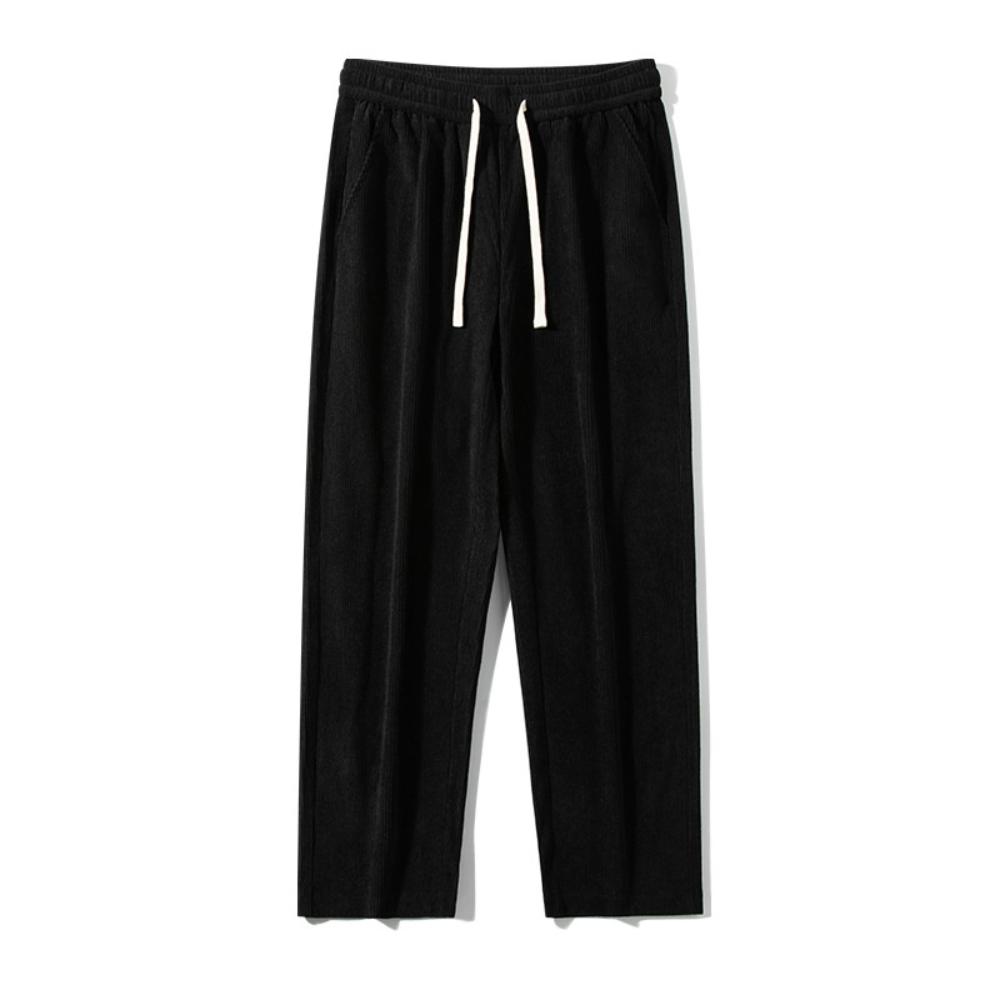 Pantaloni Casual Bărbați Primăvară Vară Culoare Solidă Catifea Cord Drepți Largi Design cu Șnur Talie Elastică Moale Sport Timp Liber Streetwear