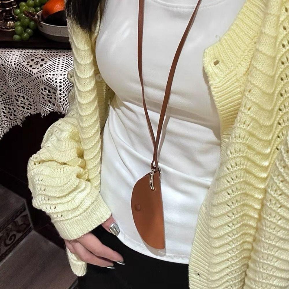 Halsketting Halve Maan Sleuteletui Trui Ketting Pu Leer Sleutel Tas Lange Leren Ketting Meisje