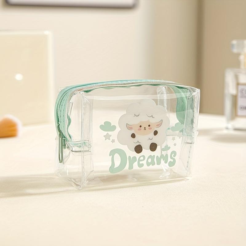 Transparent PVC Mini Portable Storage Bag Multifunctional Cute Animal Print Purse For Travel