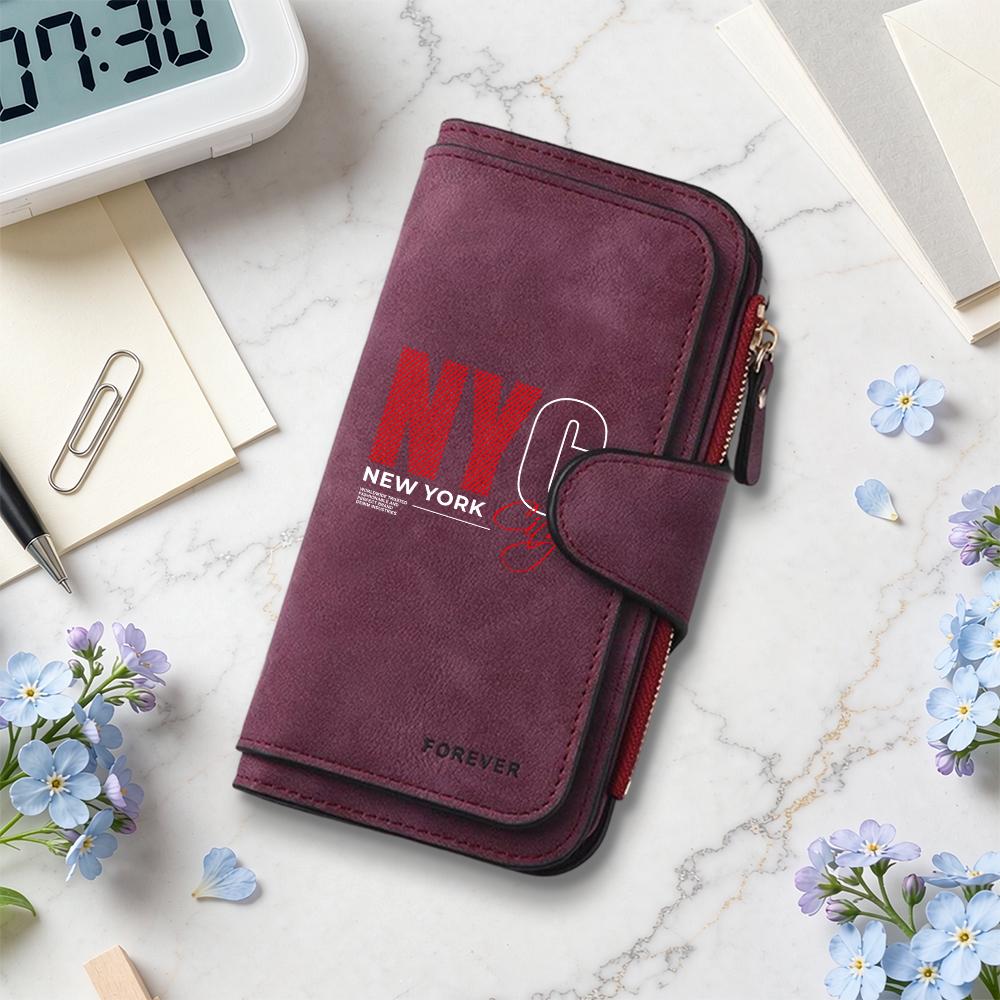 Stylish NYC Printed Long Wallet Multi Slot Card Holder Portable Purse