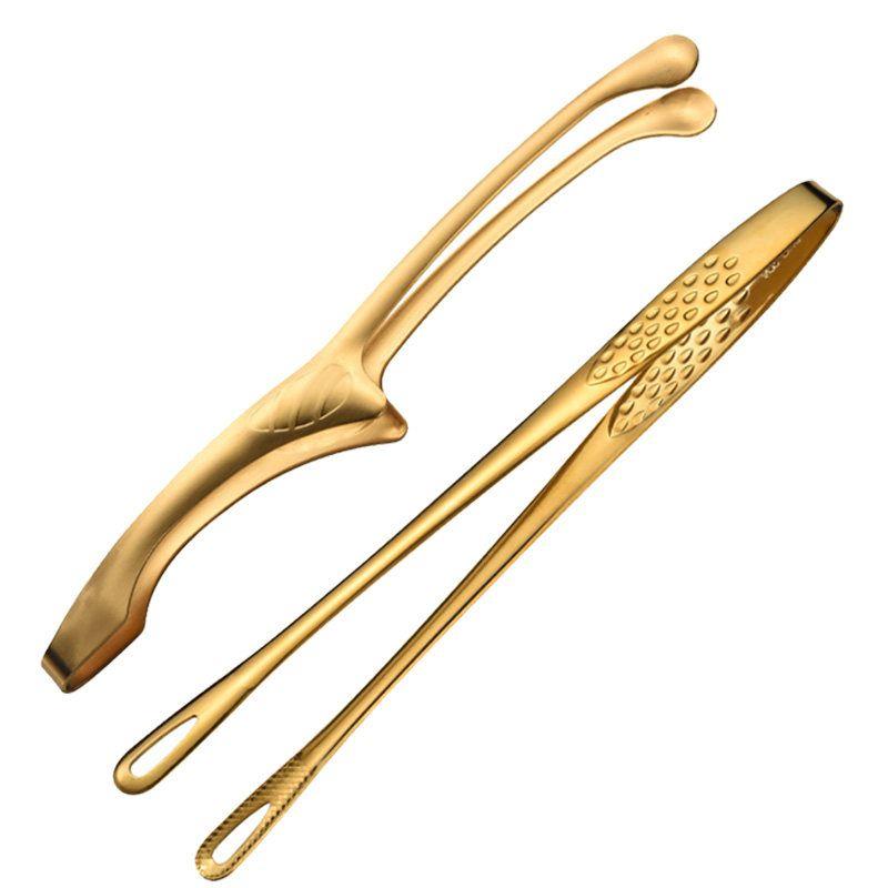 Korean Style Barbecue Clip 304 Stainless Steel Clip BBQ Clamp Roast Meat Shop Long Strawberry Clamp Barbecue Special Anti-Scalding Clip