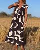 Eleganter Damenstil V-Ausschnitt Lockeres Kleid Sommermode Vielseitige Lange Kleider