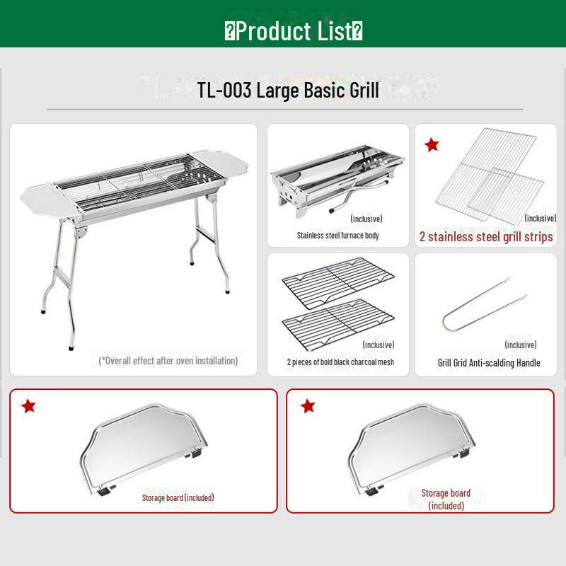 "Klappbarer Holzkohlegrill aus Edelstahl"
