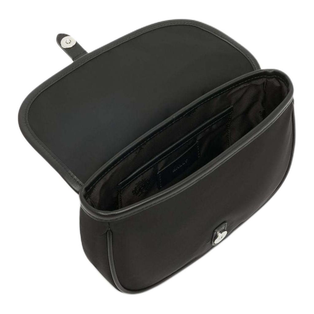 Bally B-Light Logo Silver Hardware Accessories Leather Shoulder Bag Men Shoulder Bag Black 6311528