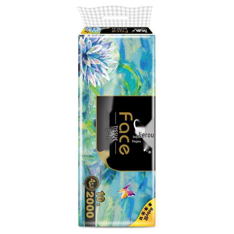 Jie Rou 4-Ply Oil Painting Toilet Paper, 10 Rolls, 200g, Face Art Design
