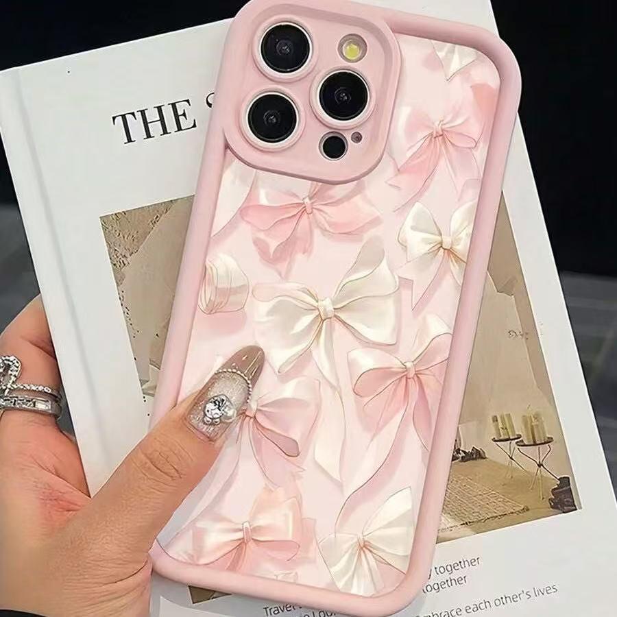 

Silk White Bowknot Phone Case for Apple 17, iPhone 16 Pro Max, 15 Pro, 14, 13 iPhone 13 Pro