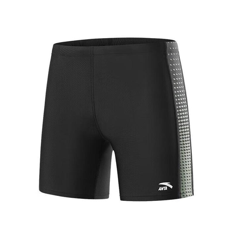 Anta Waterproof Chlorine Resistant Quick Dry Breathable Professional Training Swim Shorts Men Swimwear Black Blue 992118681-3