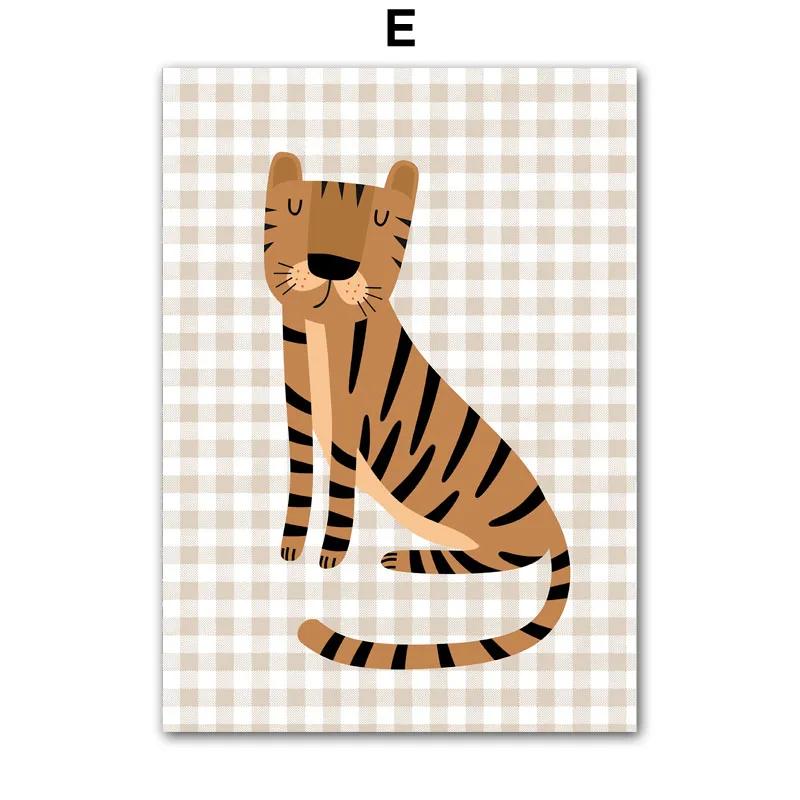 Lion Tiger Elephant Giraffe Jungle Animal Nursery Wall Art Canvas Painting Posters and Prints Wall Pictures Baby Kids Room Decor