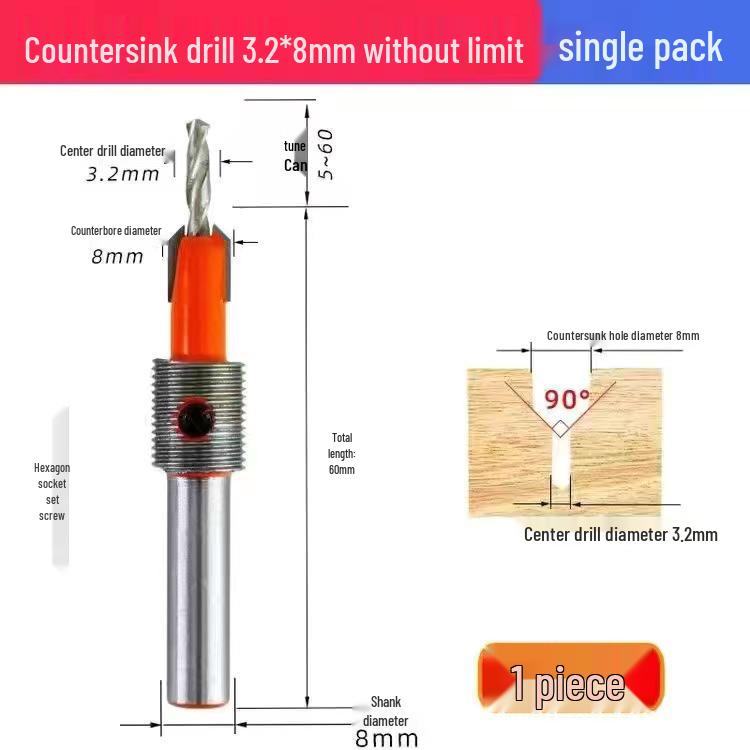 Alloy Head Countersink Drill Bit for Woodworking and Screw Installation