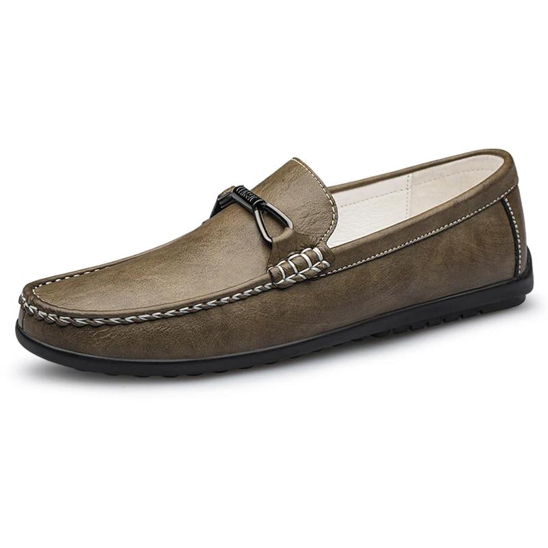 Fashion Genuine Leather Men Shoes Luxury Brand Mens Loafers High Quality Formal Casual Mens Business Formal Boat Shoes Soft Moccasins