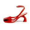 Fashion New Cross Strap Irregular Heel Roman Sandals European American Runway Style Sexy Side Air Split Toe High Heel Women's Shoes 43