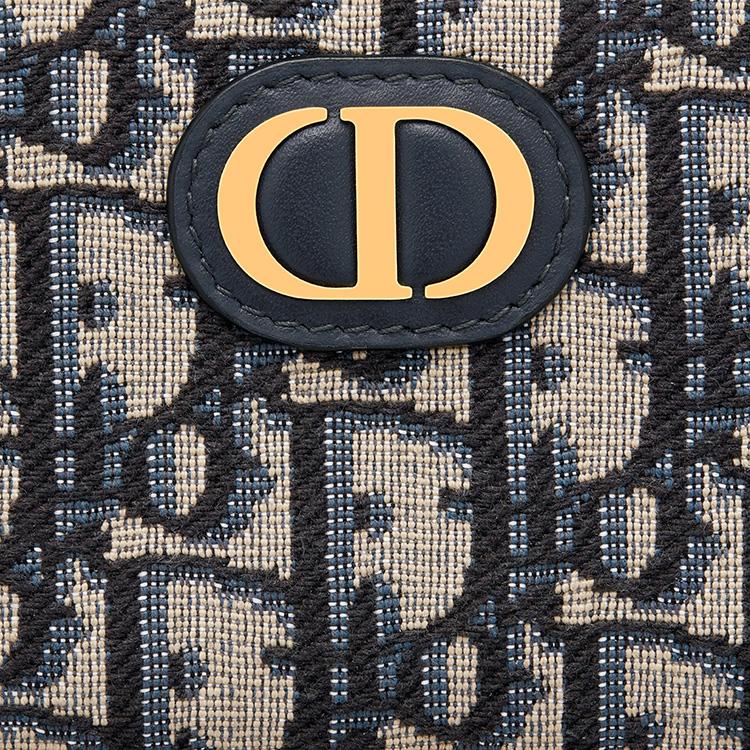 Dior 30 Montaigne Bedruckte Bestickte Reißverschluss-Geldbörse Kartenhalter Stoff Kleine Geldbörse Damen Geldbörse Blau S2155UTZQ-M928